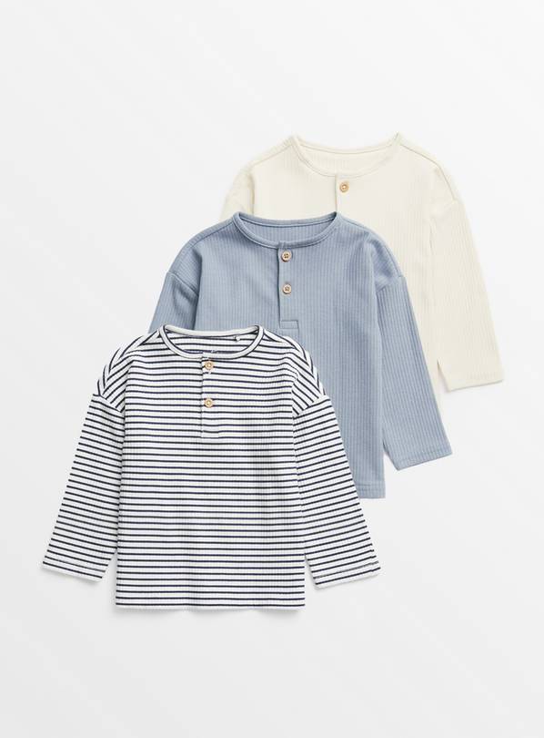 Blue Stripe Long Sleeve Tops 3 Pack Up to 3 mths